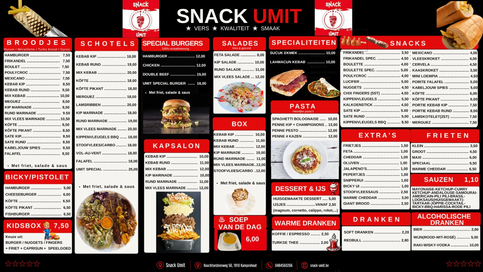 Volledig menu Snack Umit